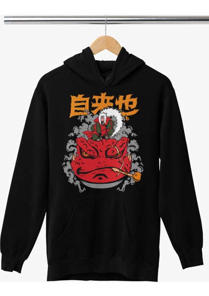 Naruto Jiraiya Baskılı Kapüşonlu Sweatshirt, Unisex Oversize Anime Baskılı Hoodie