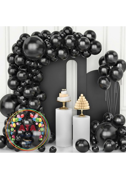 Doğum Günü Konsepti *pastel Siyah* 100 Lü Balon Zinciri Parti Seti