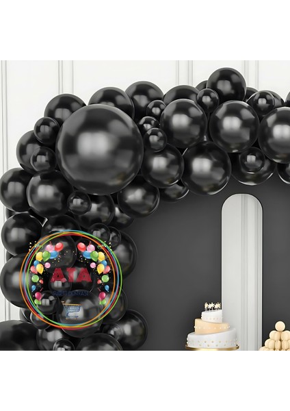 Doğum Günü Konsepti *pastel Siyah* 100 Lü Balon Zinciri Parti Seti