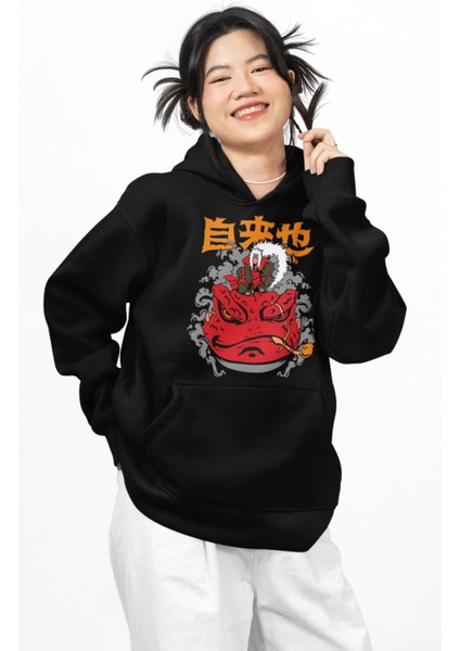 Naruto Jiraiya Baskılı Kapüşonlu Sweatshirt, Unisex Oversize Anime Baskılı Hoodie