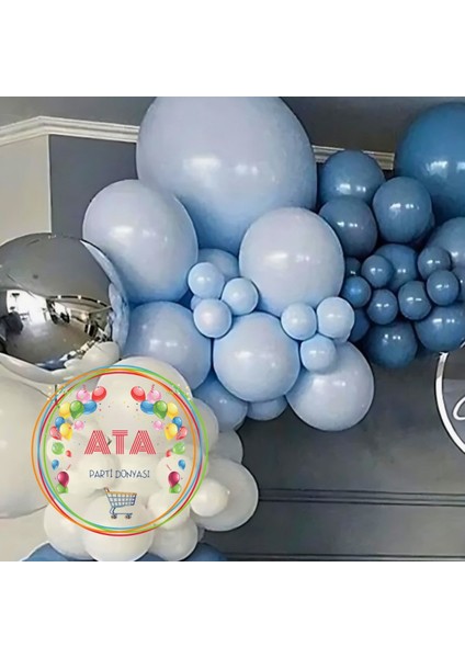 Doğum Günü Konsepti *beyaz*makaron Mavi*derin Okyanus* 100 Lü Balon Zinciri Parti Seti modelleri