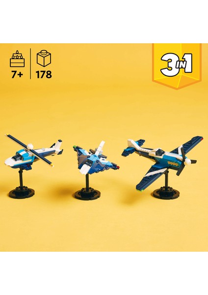 ® Creator 3’ü 1 Arada Uçak: Yarış Uçağı 31160 - 7 Yaş ve Üzeri Çocuklar için Jet veya Helikoptere Dönüşebilen Yaratıcı Oyuncak Yapım Seti (178 Parça)