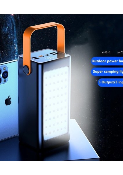 70.000 Mah LED Aydınlatmalı Taşıma Askı Hızlı Şarj 22,5W Powerbank 4xusb Micro,lıghtnıng,typc Giriş