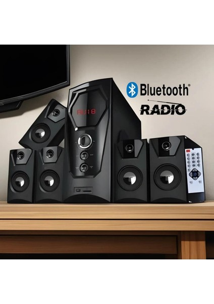 Bluetooth 5in1 Radyolu USB Tf Destekli Müzik Sistemi Ses Sistemi Projektör Uyumlu MD-9500