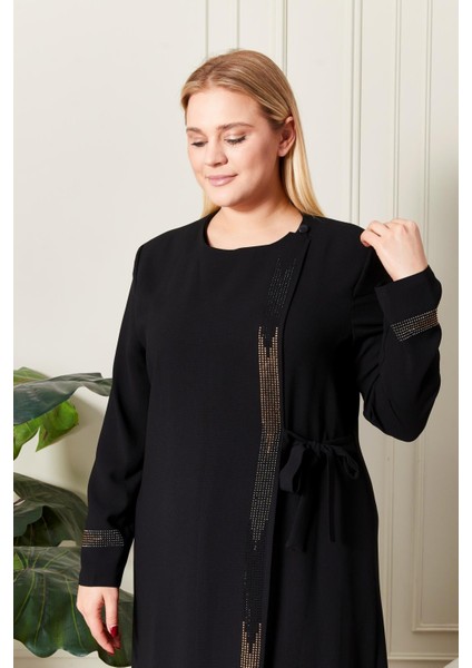 Kadın Büyük Beden Etamin Abaya Ferace