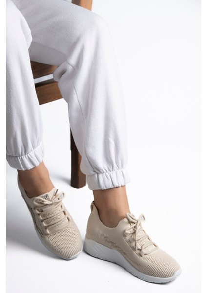 25Y301 Kadın Taşlı Casual Sneaker Ayakkabı Bej fiyatları