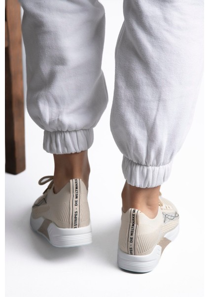 25Y301 Kadın Taşlı Casual Sneaker Ayakkabı Bej fırsatları