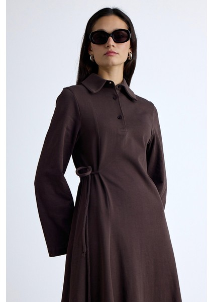 Premıum Örme Yakalı Elbise Kahverengi fiyatları