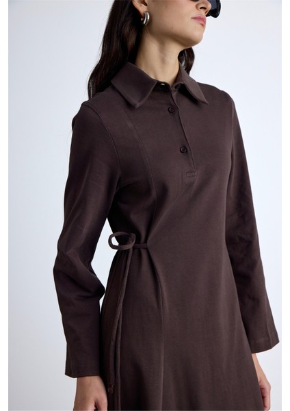 Premıum Örme Yakalı Elbise Kahverengi fırsatları
