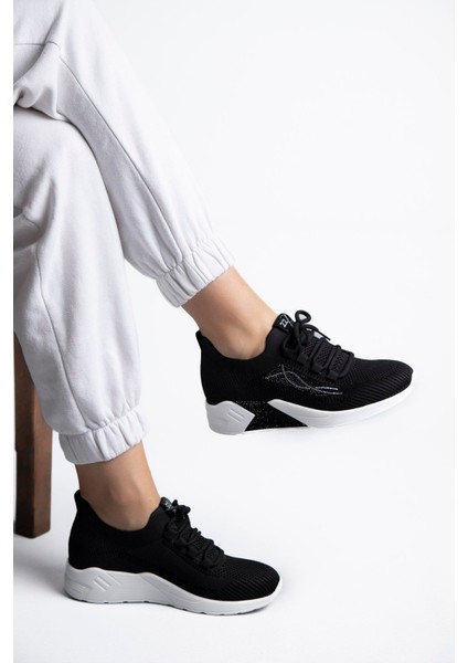 25Y301 Kadın Taşlı Casual Sneaker Ayakkabı Siyah