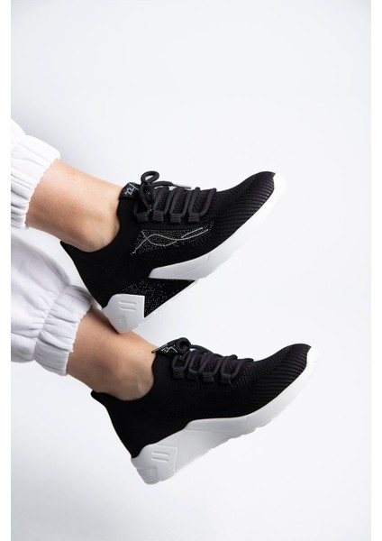 25Y301 Kadın Taşlı Casual Sneaker Ayakkabı Siyah