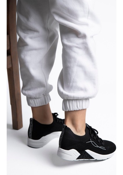 25Y301 Kadın Taşlı Casual Sneaker Ayakkabı Siyah