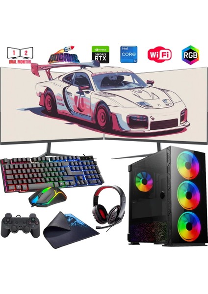 I7 14700F 32GB Ddr4 1tb M2 12GB RTX3060 Çift 24" Mon. Oyun Bilgisayarı (Gaming Set)