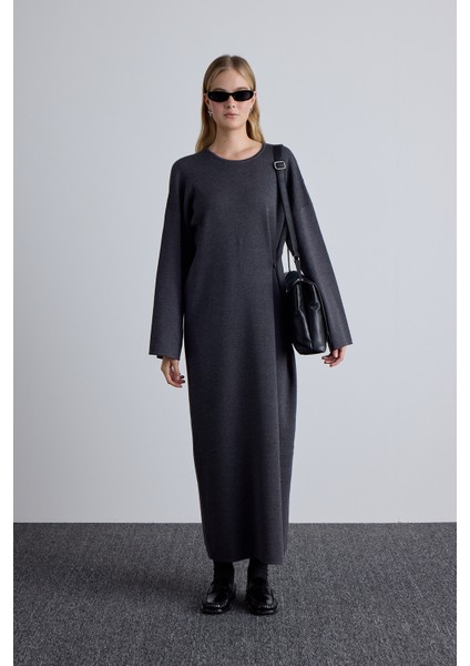 Triko Bağlamalı Elbise Antrasit fiyatları