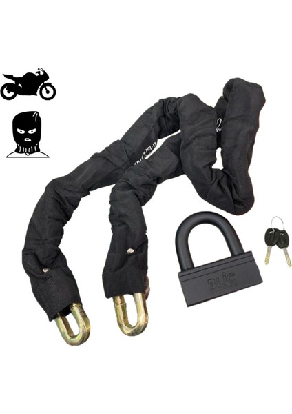 Matix 1.5 Metre 13 mm Kalınlığında Çantalı Motosiklet Zincir Çelik Kilit Scooter Motor Kilidi CT-A13