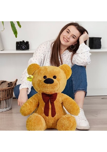 Harika Peluş Oturan Peluş Ayıcık Papyonlu – Yumuşak ve Sevimli Hediyelik Ayı fiyatları