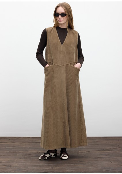 Fitilli Kadife Jile Elbise Camel fiyatları