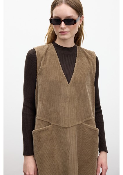 Fitilli Kadife Jile Elbise Camel modelleri