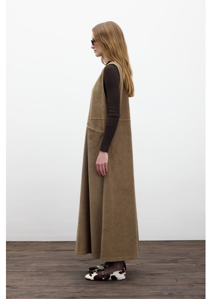 Fitilli Kadife Jile Elbise Camel indirimleri