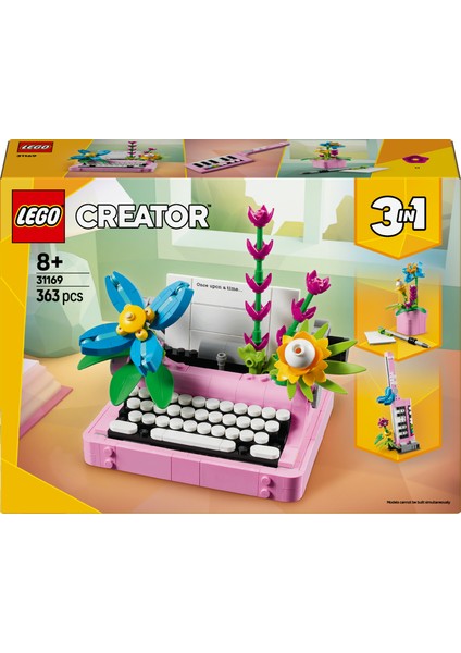 ® Creator 3’ü 1 Arada Çiçekli Daktilo 31169 - 8 Yaş & Üzeri Çocuklar için Yaratıcı Oyuncak Yapım Seti (363 Parça)