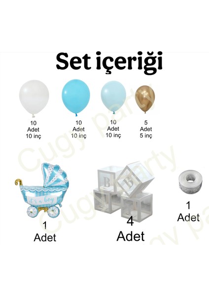 Baby Shower Konseptli Mavi Renk Mini Yeni Doğan Kutlama Parti Seti fiyatları