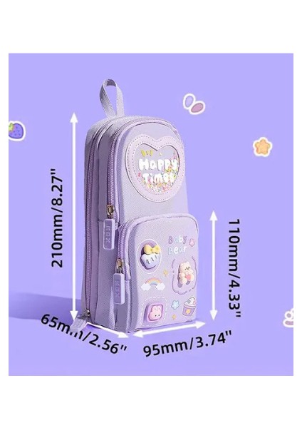 Mefa Ös Kawaii Büyük Kapasiteli Tuval Kalem Çantası Kızlar Için Kılıf Tutucu Kalem Kutus