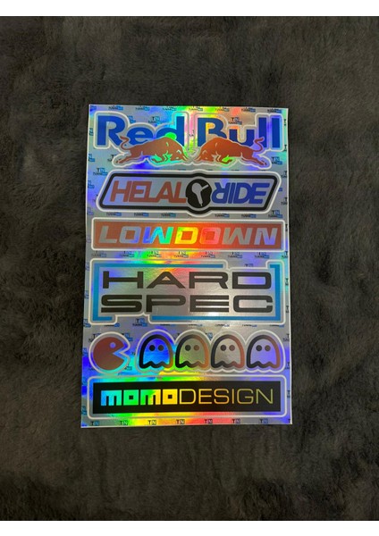 Renkli Hologram Arka Cam Yazısı Sticker Etiket 6'lı Araba Redbull