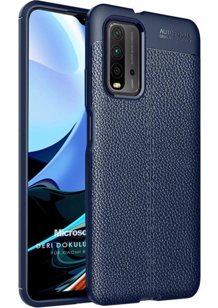 Xiaomi Redmi 9t Için Kılıf Deri Dokulu Silikon Lacivert [redmi 9t ile Uyumlu Kılıf - Lacivert]