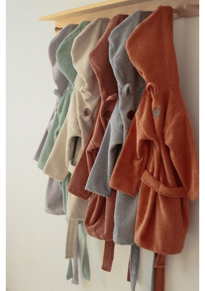 Özel Buldan Dokuması %100 Saf Pamuk Çocuk Bornozu Banyo Bornozu