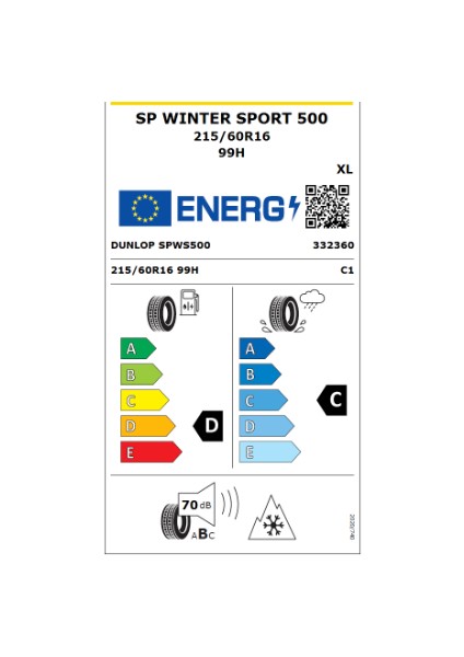 215/60 R16 99H Xl Sp Winter Sport 500 Oto Kış Lastiği (Üretim Yılı:2024) fiyatları