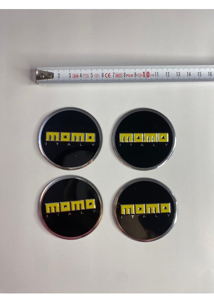 Momo Jant Logo Yapıştırma Etiket Amblem Siyah-Sarı 60MM