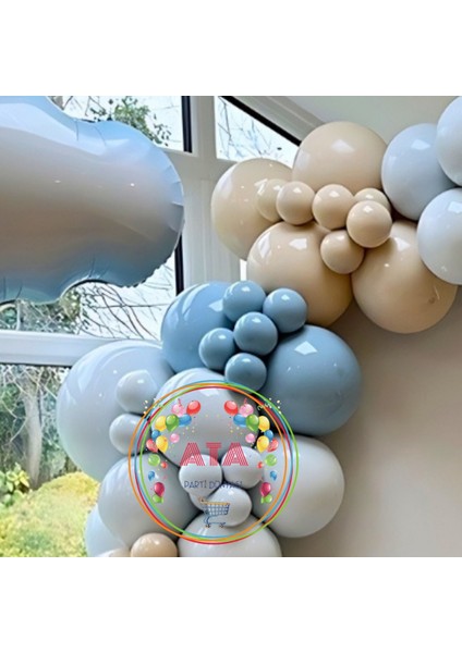 Doğum Günü Konsepti *derin Okyanus*deniz Kumu*fırtına Mavisi* 100 Lü Balon Zinciri Parti Seti
