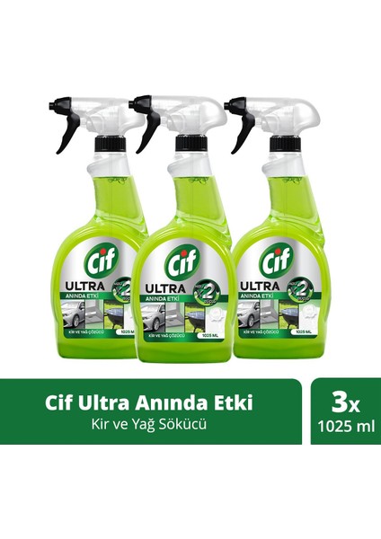 Ultra Anında Etki Kir ve Yağ Çözücü 1025 ml X3