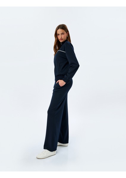 Viskon Karışımlı Çift Bel Detaylı Yan Cepli Bol Düz Paça Eşofman Altı fiyatları