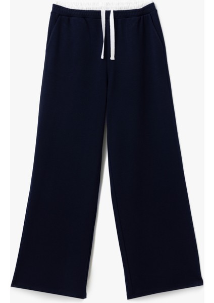 Viskon Karışımlı Çift Bel Detaylı Yan Cepli Bol Düz Paça Eşofman Altı modelleri