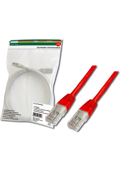 Digitus DK-1511-150/R 15 mt CAT5E AWG26/7 U/utp Kırmızı Patch Cord Kablo