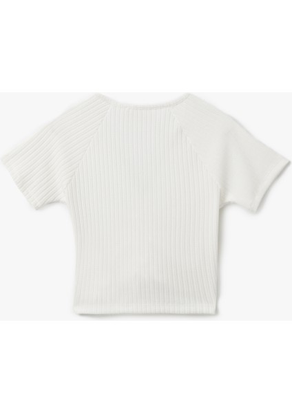 Büzgülü Slim Fit V Yaka Kısa Kollu Crop Tişört fırsatları