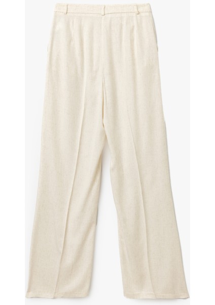 Viskon Keten Karışımlı Cepli Geniş Paça Pileli Kadın Pantolon fiyatları