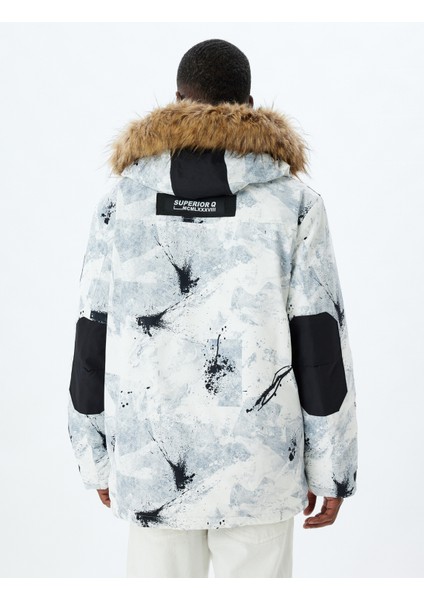 Fermuarlı Etiket Detaylı Cepli Su Itici Suni Kürklü Kapşonlu Kayak Montu fırsatları