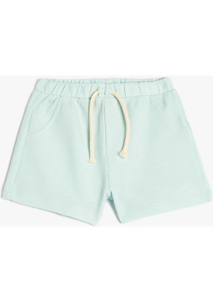 Beli Bağcıklı Pamuklu Cep Detaylı Basic Şort