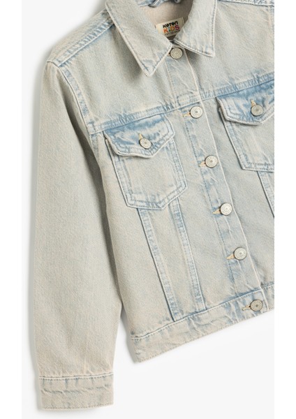 Pamuklu Uzun Kollu Cep Detaylı Denim Ceket