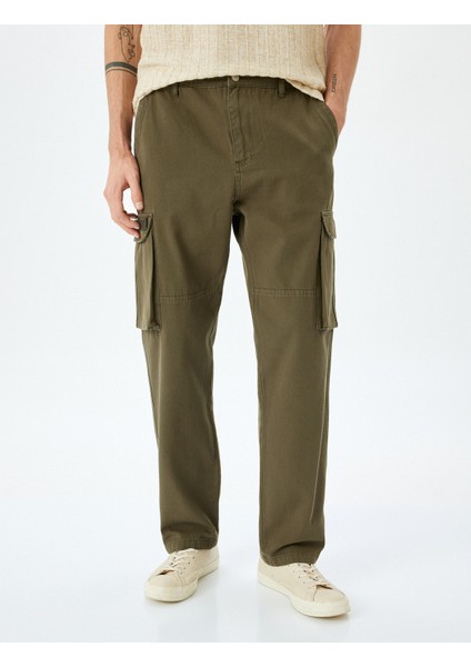 Normal Bel Pamuklu Düğmeli Kargo Cepli Pantolon modelleri