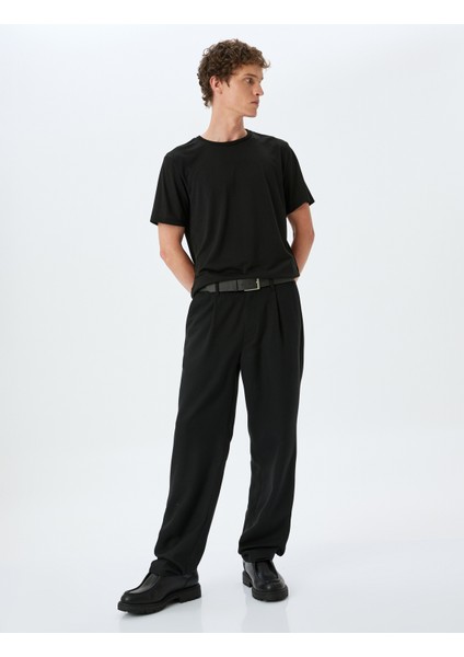Bisiklet Yaka Kısa Kollu Viskon Karışımlı Basic Slim Fit Tişört fiyatları