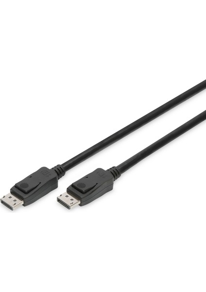 Digitus DisplayPort (DP) Bağlantı Kablosu, DP Erkek &lt;-&gt; DP Erkek, 3 metre, kilit mekanizmalı, Ultra HD 8K, DP 1.3/1.4, siyah renk