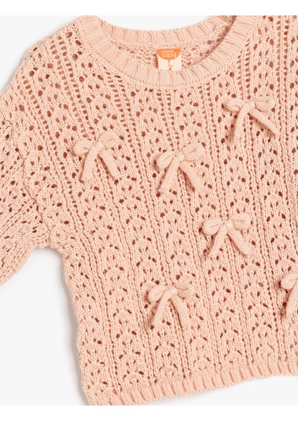 Fiyonk Detaylı Ajurlu Bisiklet Yaka Uzun Kollu Triko Kazak modelleri