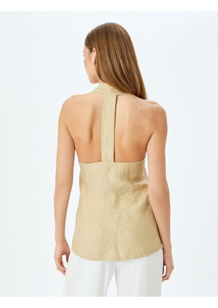 Sırt Dekolte Detaylı Halter Yaka Düğmeli Uzun Yelek fırsatları