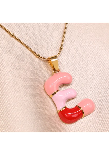 Çelik Kadın Kolye, Gold Renk Harf Kolye, Mini Boncuk Detaylı, NO:97A fiyatları