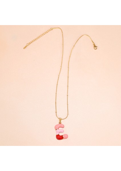 Çelik Kadın Kolye, Gold Renk Harf Kolye, Mini Boncuk Detaylı, NO:97A modelleri