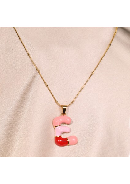 Çelik Kadın Kolye, Gold Renk Harf Kolye, Mini Boncuk Detaylı, NO:97A fırsatları