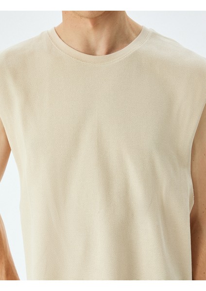 Pamuklu Bisiklet Yaka Oversize Kolsuz Tişört indirimleri